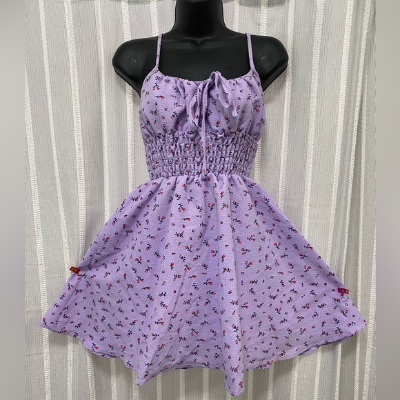 SHEIN Dresses & Skirts - Purple Floral Smocked Spaghetti Strap Sundress Size XS Summer Boho‎ Romantic